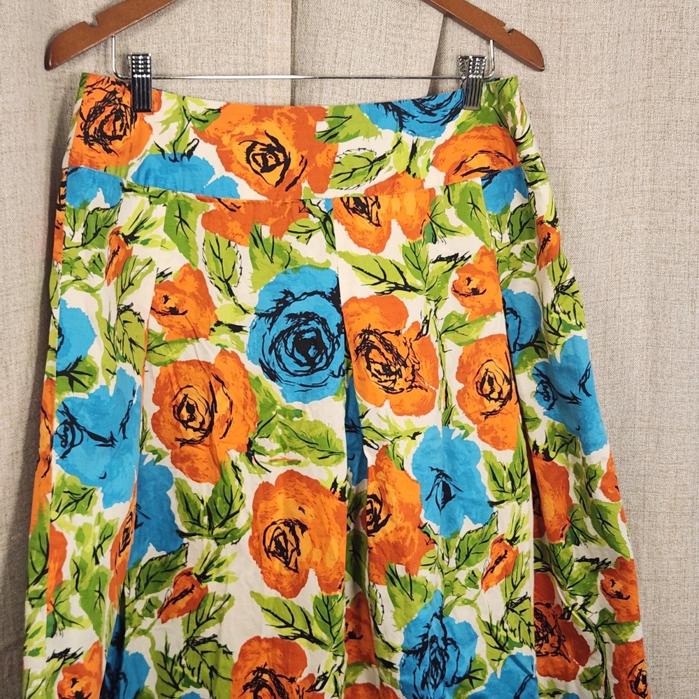 Talbots Floral Skirt‎ Women's 12 Pleated Floral Print Knee Length 100% Cotton - Picture 2 of 7